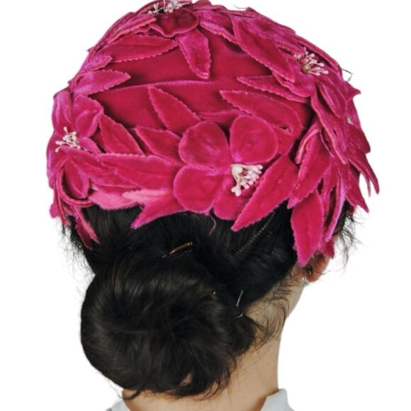 Vintage Red Floral Women's Hat - Picture 5 of 9